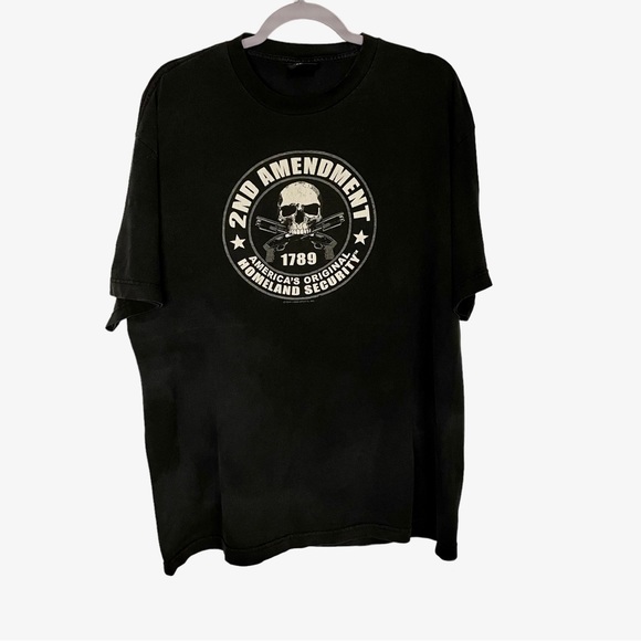 Hot Leathers '2nd Amendment America's Original Homeland Security' Black T-Shirt - Picture 2 of 5